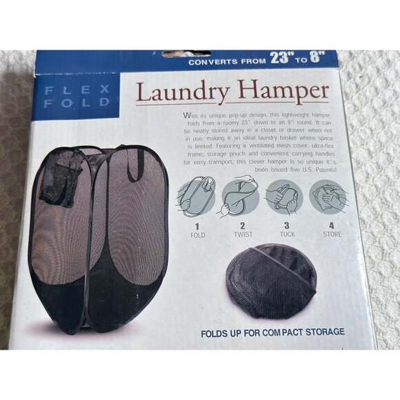 Collapsible Flex Fold Laundry Hamper Ventilated Mesh Handle College student Dorm - Picture 4 of 5